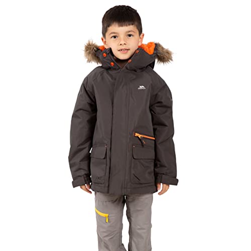 Trespass Boys Padded Waterproof Jacket Detachable Hood Parka Style Raincoat Windproof Hooded School Coat Upbeat