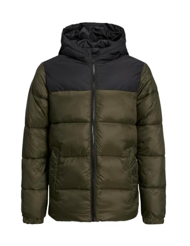 Jack & Jones Junior Boy's Jjetoby Puffer Hood Sn Jnr Buffer Jacket, Rosin/Detail: Black Blocking, 12 Years