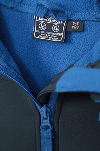 Mountain Warehouse Exodus Kids Softshell Jacket - Breathable, Wind Resistant, Water Resistant & Fleece Lined Coat for Boys & Girls - For Spring Summer, Hiking & Outdoors Navy 11-12 Years