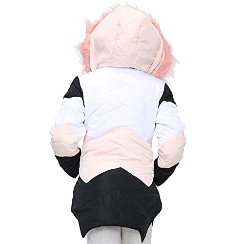 A2Z 4 Kids Hooded Contrast Panel Baby Pink Puffer Coat Parka Jacket Faux Fur Detachable Hood New Winter Fashion Girls Age 2-13 Years