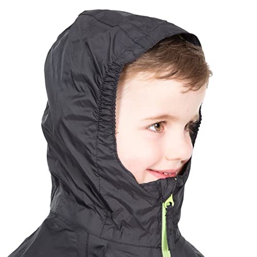 Trespass Unisex Kids Qikpac Compact Pack Away Waterproof Rain Jacket, Black, 11-12 Years UK