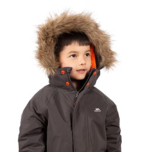 Trespass Boys Padded Waterproof Jacket Detachable Hood Parka Style Raincoat Windproof Hooded School Coat Upbeat