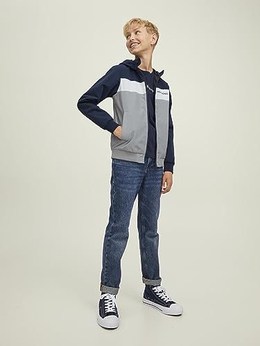 Jack & Jones Boy's Jjerush Blocking Hood Bomber Sn Jr Jacket, Navy Blazer/Detail:Blocking, 10 Years