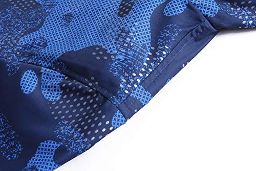 YoungSoul Boys Lightweight Hooded Waterproof Jackets Printed Fleece Lined Raincoat Camo Blue UK:9-10 Years (manufacturers's Size: 140)