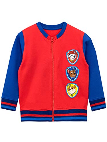 Paw Patrol Jacket | Boys' Jackets | Chase Marshall Rubble Sweatshirt | Kids Zip Up Jumper Red Age 5 to 6 Years
