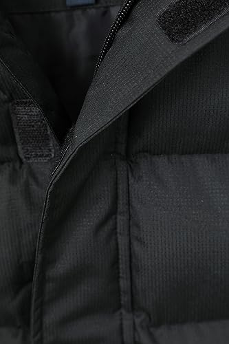 Mountain Warehouse Snow Padded Kids Jacket - Water Resistant Coat with Fleece Lined Hood, Adjustable Cuffs & Side Pockets - For Winter, Walking, Travel & Outdoors Jet Black 5-6 Years