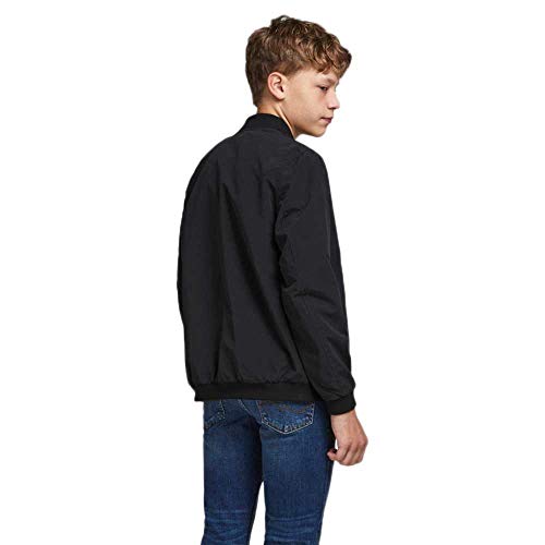JACK & JONES Boys Bomber Jacket Full Zip Outdoor Warm Long Sleeve Casual, Black Colour, UK Size 12 Years