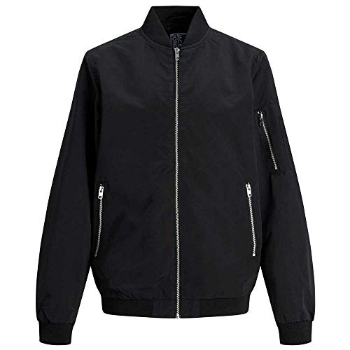 JACK & JONES Boys Bomber Jacket Full Zip Outdoor Warm Long Sleeve Casual, Black Colour, UK Size 12 Years