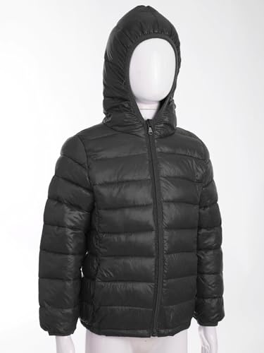 CHICTRY Kids Boys Girls Winter Coats Lightweight Packable Down Puffer Jacket Water Resistant Bubble Puffer Windbreaker Outwear Black 13-14 Years