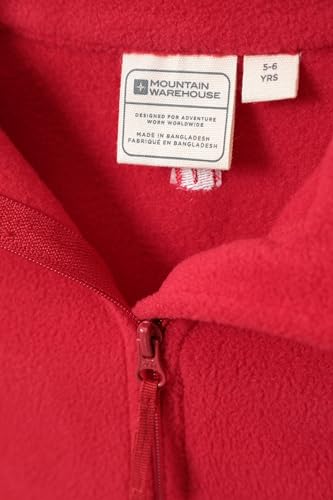 Mountain Warehouse Camber II Kids Full-Zip Fleece - Comfy, Lightweight Sweatshirt, Full-Zip & Anti-Pill, for Boys & Girls - for Spring Summer, Camping, Outdoors & Hiking Dark Red 9-10 Years