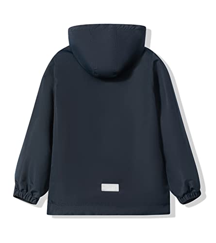 YoungSoul Boys Girls Waterproof Jackets Kids Lightweight Fleece Lined Raincoat School Coats with Detachable Hood Navy Blue 5-6 Years