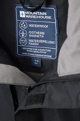 Mountain Warehouse Samson Kids Waterproof Jacket - Taped Seams Rain Jacket, Adjustable Cuffs Boys Triclimate Coat, Mesh Lined Girls Raincoat - For Travelling Black 13 Years