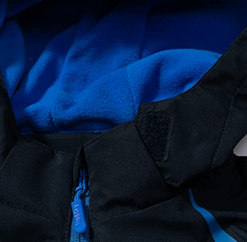 YoungSoul Boys Girls Waterproof Jackets Kids Lightweight Fleece Lined Raincoat School Coats with Detachable Hood Navy Blue 5-6 Years