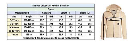 shelikes Kids Hoodies Zip Up Hooded Plain Jacket Casual Sweatshirt For Girls And Boys Black