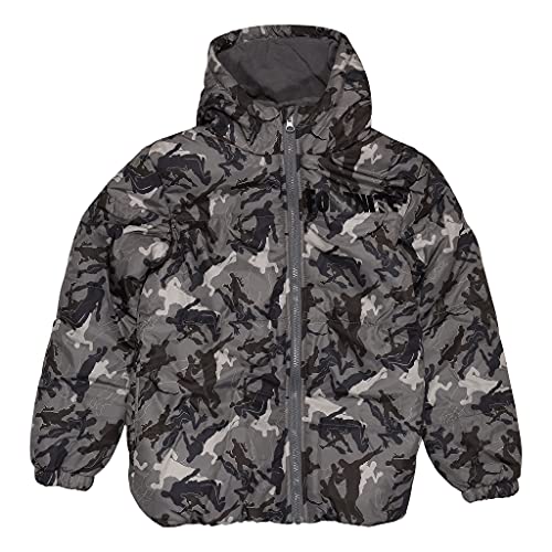 Fortnite Boy's Fortnite Puffer Jacket for Boys, Dancing Emotes Camo Pattern fashion t shirts, Grey, M UK