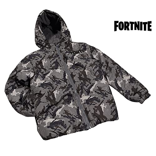 Fortnite Boy's Fortnite Puffer Jacket for Boys, Dancing Emotes Camo Pattern fashion t shirts, Grey, M UK