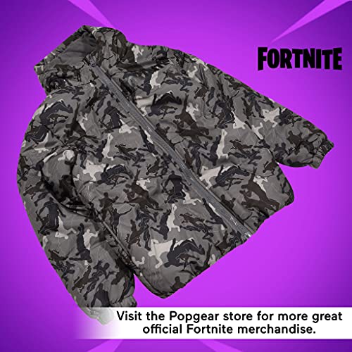 Fortnite Boy's Fortnite Puffer Jacket for Boys, Dancing Emotes Camo Pattern fashion t shirts, Grey, M UK