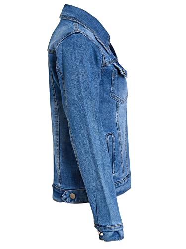 SS7 Girls Denim Jacket Stonewash Blue Stretch