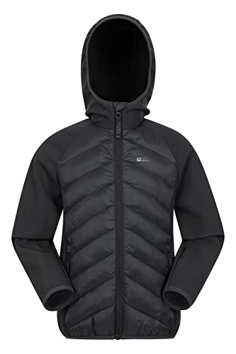 Mountain Warehouse Techy Turbine Kids Padded Jacket - Water-resistant Coat with Padded Insulation & Zipped pockets, For Boys & Girls - For Spring Summer & Outdoors Black 13 Years