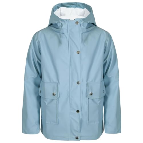 A2Z 4 Kids PU Raincoat Jackets Dusty Blue Windbreaker Waterproof Parka Shower Resistant - Raincoat 625 Dusty Blue 9-10