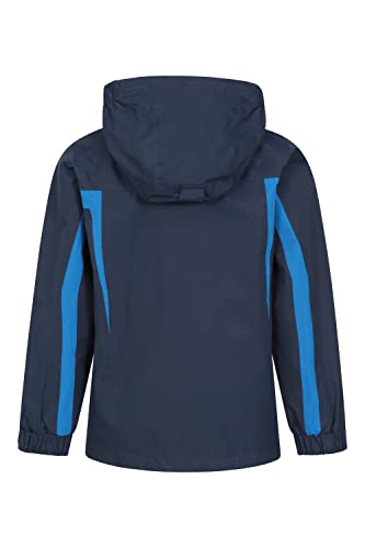 Mountain Warehouse Samson Kids Waterproof Jacket - Taped Seams Rain Jacket, Adjustable Cuffs Boys Triclimate Coat, Mesh Lined Girls Raincoat - For Travelling Navy 11-12 Years