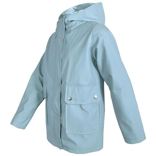 A2Z 4 Kids PU Raincoat Jackets Dusty Blue Windbreaker Waterproof Parka Shower Resistant - Raincoat 625 Dusty Blue 9-10