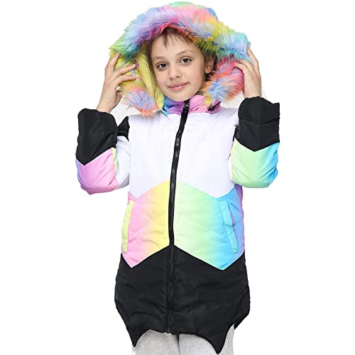 A2Z 4 Kids Hooded Contrast Panel Puffer Coat Parka Jacket Faux Fur Detachable Hood New Winter Fashion Girls Age 2-13 Years