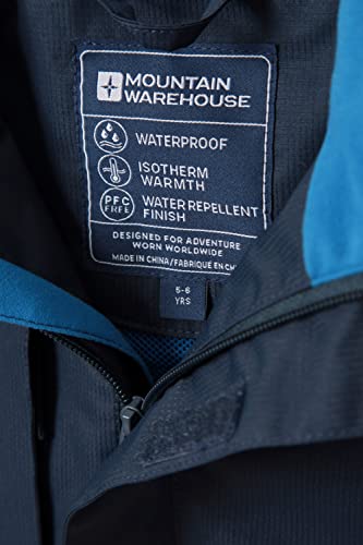 Mountain Warehouse Samson Kids Waterproof Jacket - Taped Seams Rain Jacket, Adjustable Cuffs Boys Triclimate Coat, Mesh Lined Girls Raincoat - For Travelling Navy 11-12 Years