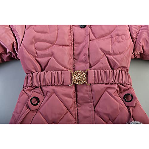 Petalum Girl Winter Sherpa Coat Snowsuit Toddler Warm Fleece Puffer Down Parka Jacket with Faux Fur Hood Pompom(Red, 4-5 Years/tag XL)