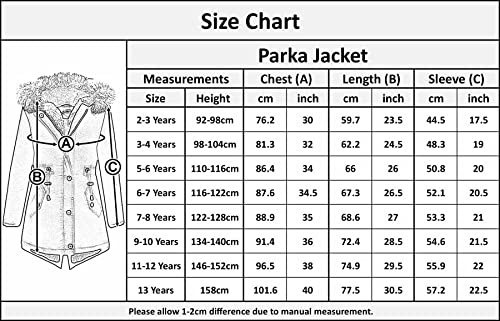 A2Z 4 Kids Kids Hooded School Jackets Outwear Coat - Parka Jacket Rainbow Fur Black 7-8 Years