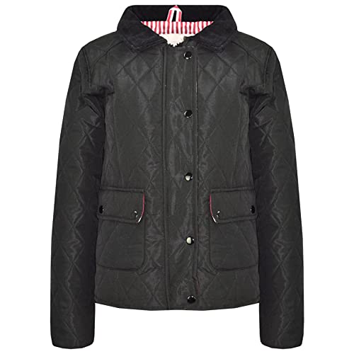 A2Z 4 Kids Jackets Girls Quilted Padded Collar Buttoned Zipped - Girls Quilted Jacket 038 Black 11-12.