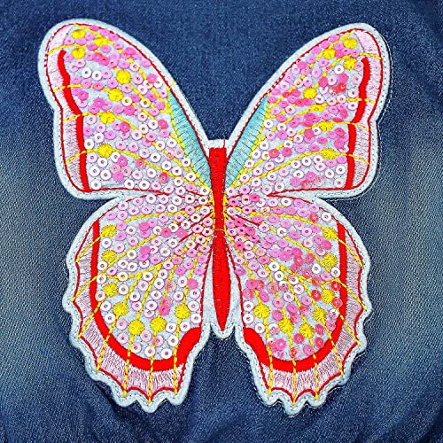 Peacolate 3-10Years Little Big Girls Pink Hoodie Butterfly Denim Jacket(4-5Years)