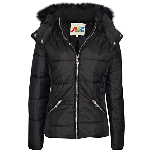 A2Z 4 Kids Quilted Puffer Coat Padded Parka Jacket Faux Fur Collar Detachable Hood New Winter Fashion Girls Age 2-13 Years
