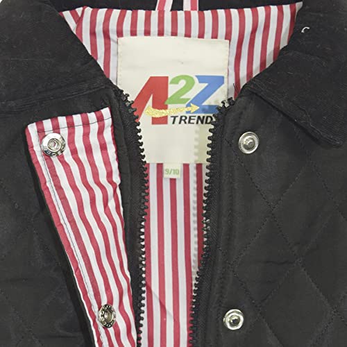 A2Z 4 Kids Jackets Girls Quilted Padded Collar Buttoned Zipped - Girls Quilted Jacket 038 Black 11-12.