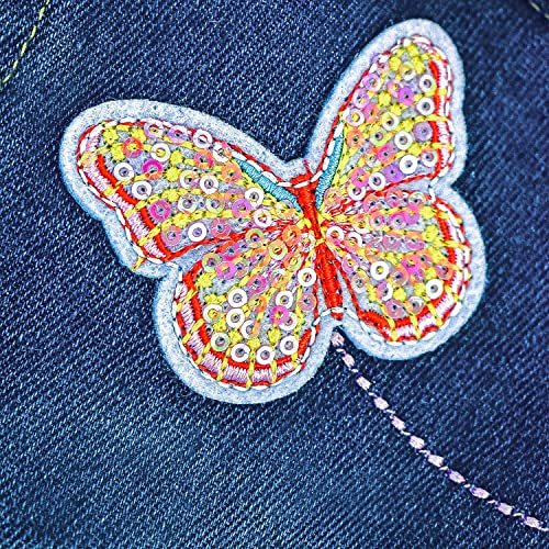 Peacolate 3-10Years Little Big Girls Pink Hoodie Butterfly Denim Jacket(4-5Years)