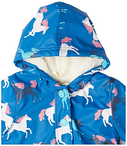 Hatley Girl's Sherpa Lined Splash Jacket, Colour Changing Prancing Horses, 3 Years