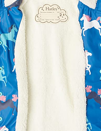Hatley Girl's Sherpa Lined Splash Jacket, Colour Changing Prancing Horses, 3 Years
