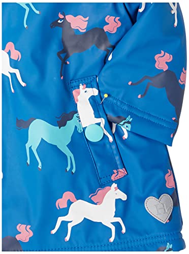 Hatley Girl's Sherpa Lined Splash Jacket, Colour Changing Prancing Horses, 3 Years