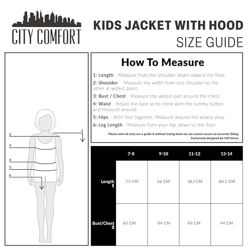 Girls Coat - Fluffy Hooded Zip Up Coat for Kids and Teenagers - Sizes 7-14 Years Cosy Stylish Winter Coat Outwear - Gifts for Girls (Black, 7-8 Years)