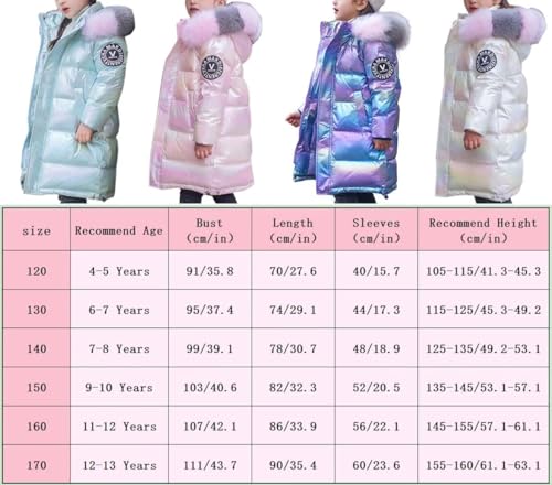 WIEAYUMEI Girls Winter Coat Puffer Jacket Winter Warm Outwear Shining Snowsuit Kids Girl Teenage Parka Coats with Faux Fur Collar Purple 6-7 Years
