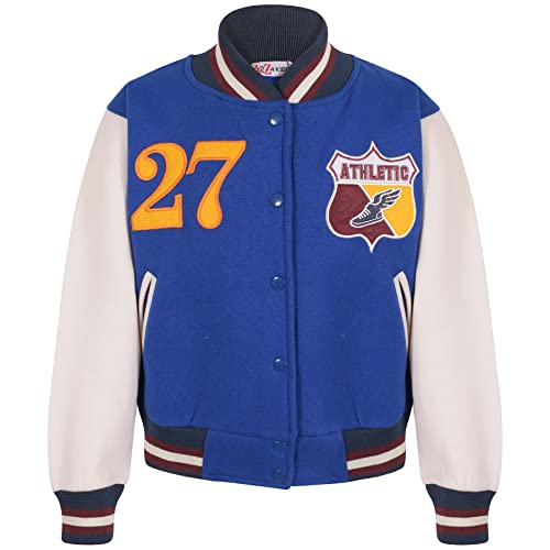 A2Z 4 Kids Baseball Plain Jacket Varsity Style Coat - B.B Jacket 27 Royal 9-10.
