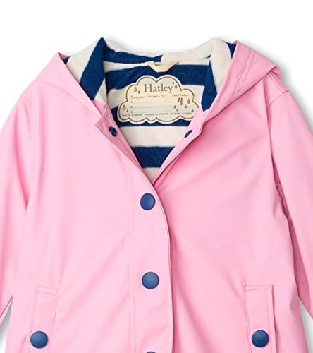 Hatley Girls Splash Rain Jacket, Pink (Classic Pink/Navy), 6 Years