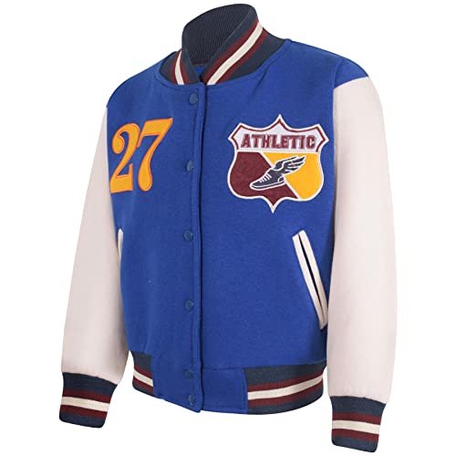 A2Z 4 Kids Baseball Plain Jacket Varsity Style Coat - B.B Jacket 27 Royal 9-10.