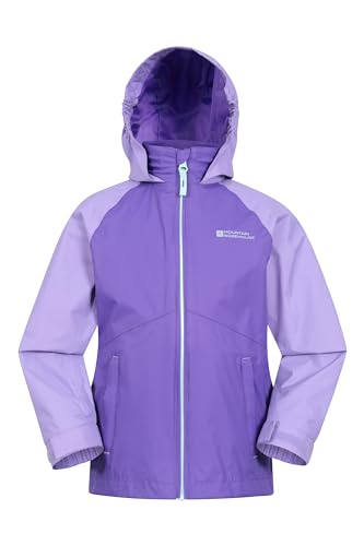 Mountain Warehouse Torrent Kids Waterproof Rain Jacket - Taped Seams Raincoat, Lightweight, Breathable, Girls & Boys Rainwear -Ideal for Spring Summer, Travelling, Wet Weather Lilac 11-12 Years