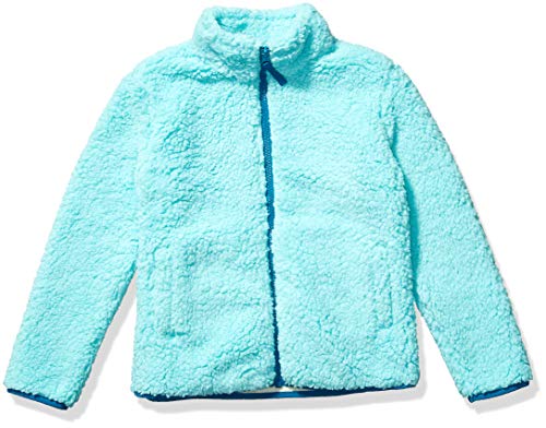 Amazon Essentials Girls' Sherpa Fleece Full-Zip Jacket, Aqua Blue, 10 Years