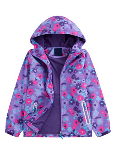 Adorel Girls Waterproof Jacket Fleece Lined Outdoor Coat Purple 9-10 Years (Manufacturer Size: 140)