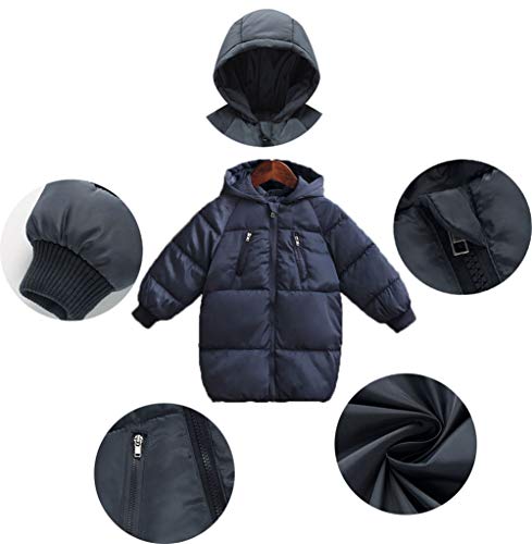 LANBAOSI Kids Winter Long Coats with Hooded Light Puffer Coat Warm Padded Jacket for Baby Boys Girls Toddler