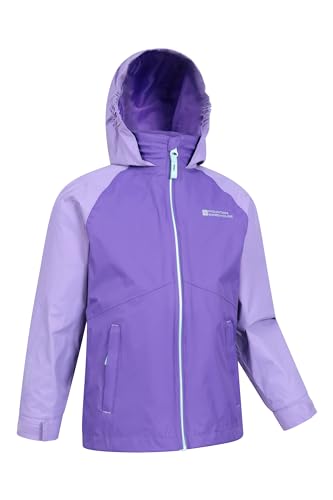 Mountain Warehouse Torrent Kids Waterproof Rain Jacket - Taped Seams Raincoat, Lightweight, Breathable, Girls & Boys Rainwear -Ideal for Spring Summer, Travelling, Wet Weather Lilac 11-12 Years