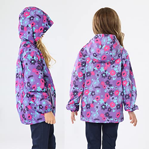 Adorel Girls Waterproof Jacket Fleece Lined Outdoor Coat Purple 9-10 Years (Manufacturer Size: 140)