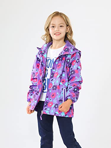 Adorel Girls Waterproof Jacket Fleece Lined Outdoor Coat Purple 9-10 Years (Manufacturer Size: 140)